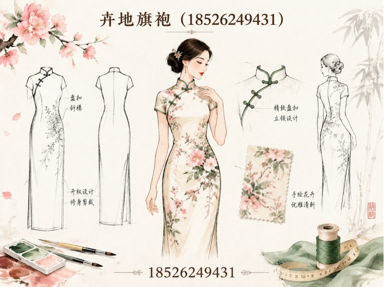 天津手绘旗袍展示图
